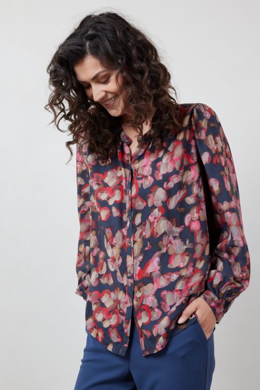 Didi, Nilly 5684 Dark Blue Dewdrop Print - Blouse's