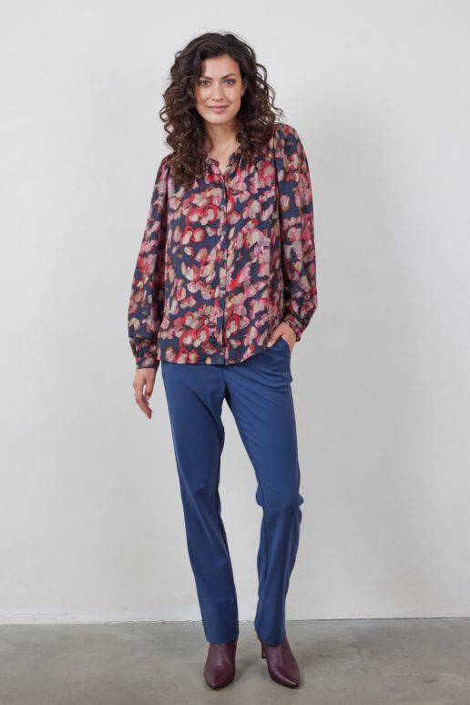 Didi, Nilly 5684 Dark Blue Dewdrop Print - Blouse's